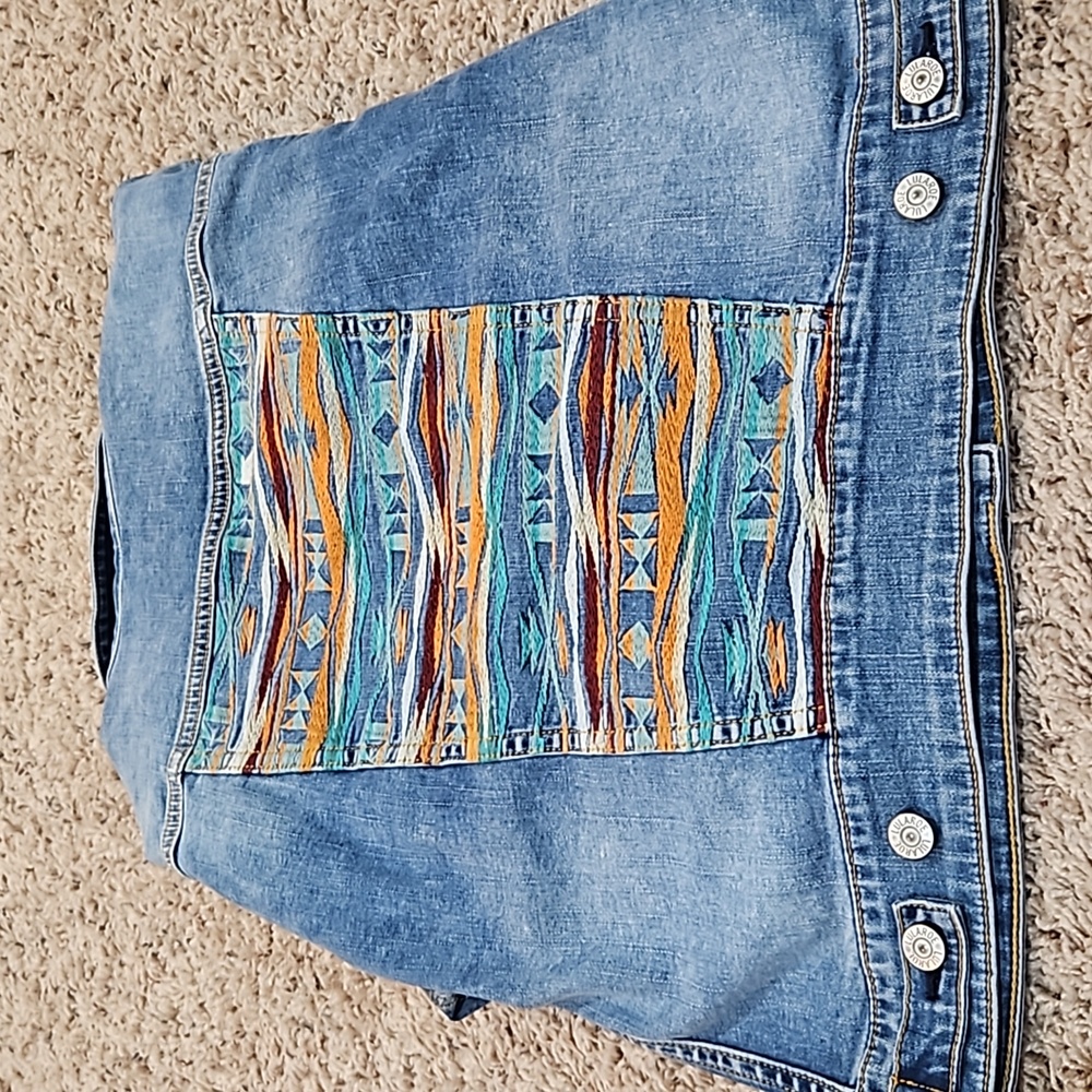 LuLaRoe Harvey denim jacket Aztec medium